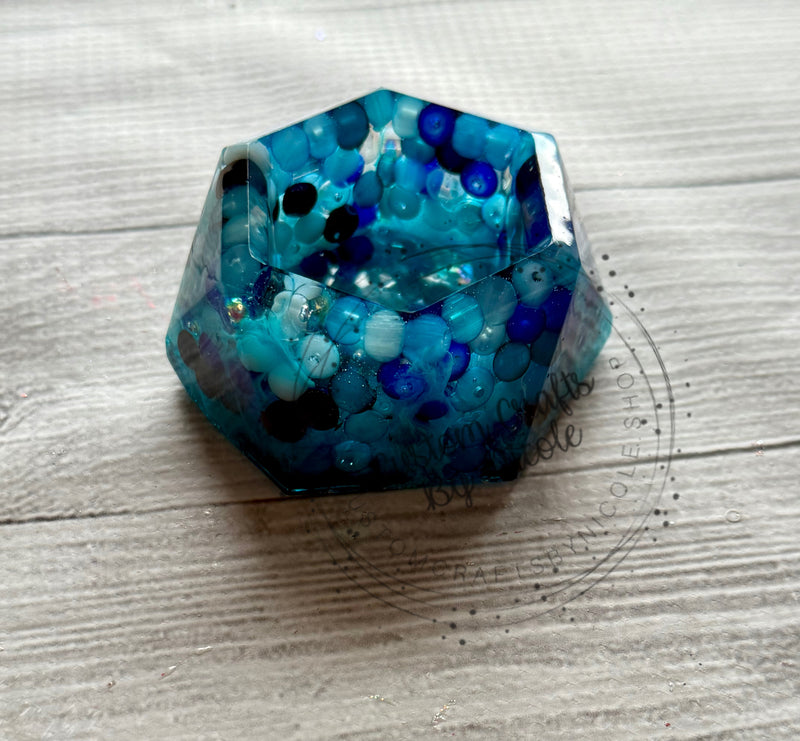 Blue beaded trinket bowl