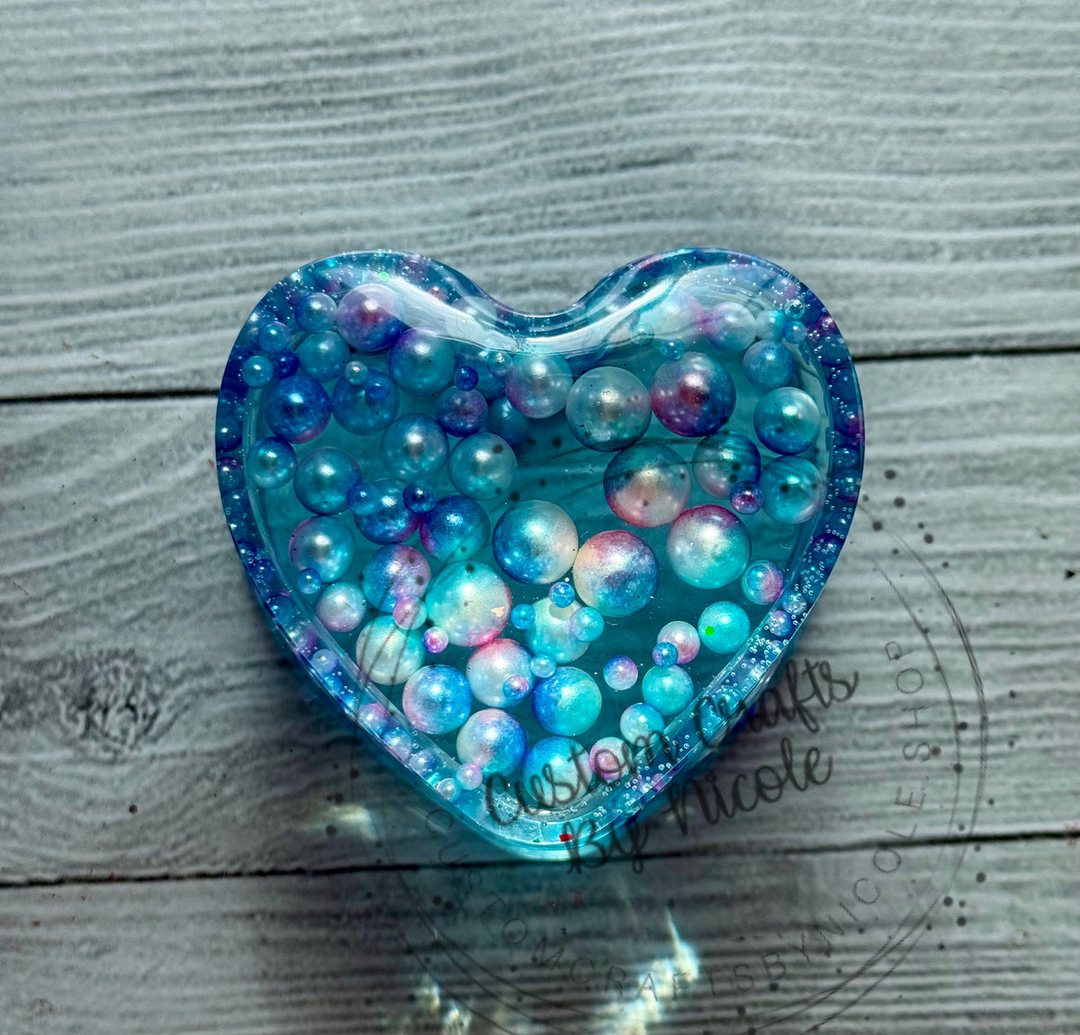 Mermaid pearls heart jar with lid