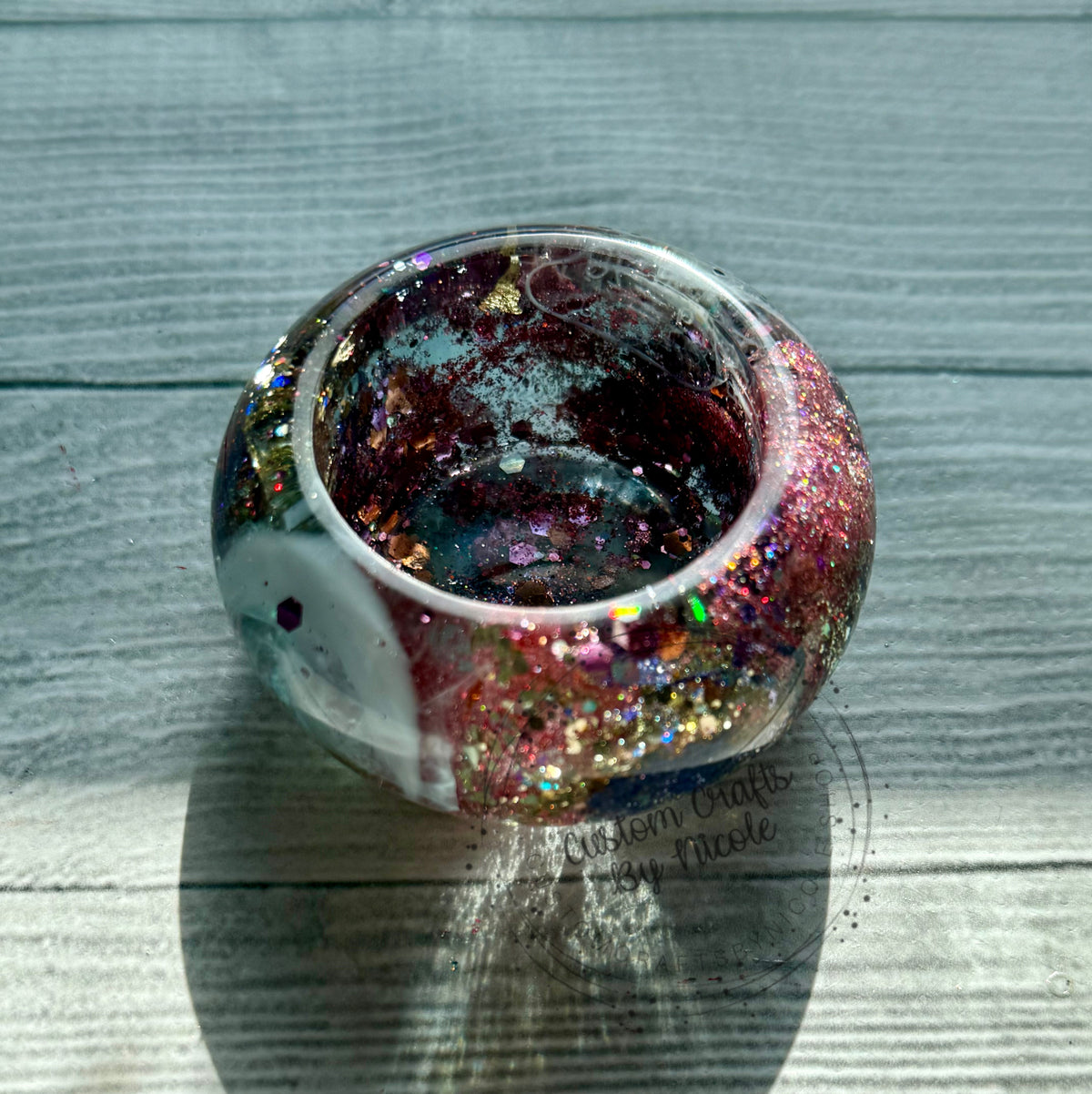 Rose gold and gold glitter trinket bowl