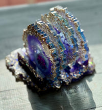 Purple and gold geode coaster set