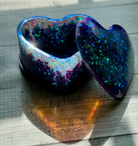 Purple mica heart jar with lid