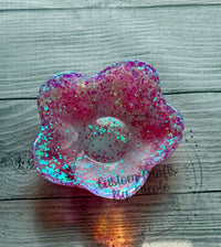 Pink glitter and mica flower bowl