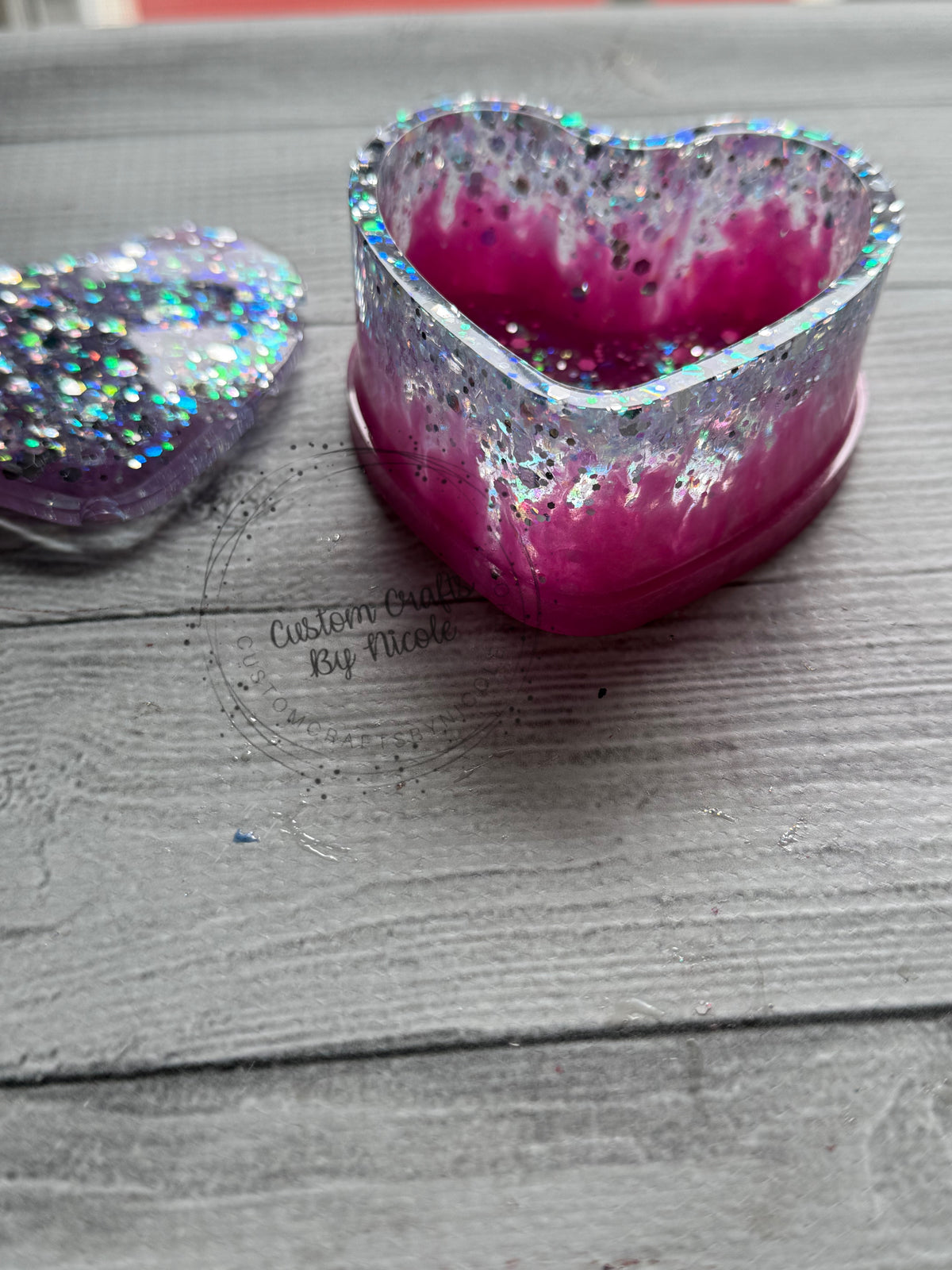 Pink angel dust heart jar with lid