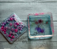Pink and purple pearls square jar with lid