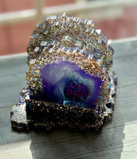 Purple and gold geode coaster set