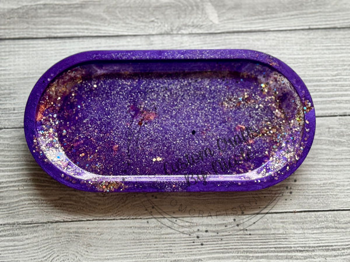 Purple and gold trinket tray