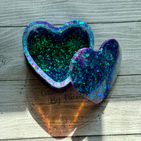 Purple mica heart jar with lid