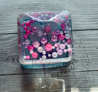 Pink and purple pearls square jar with lid