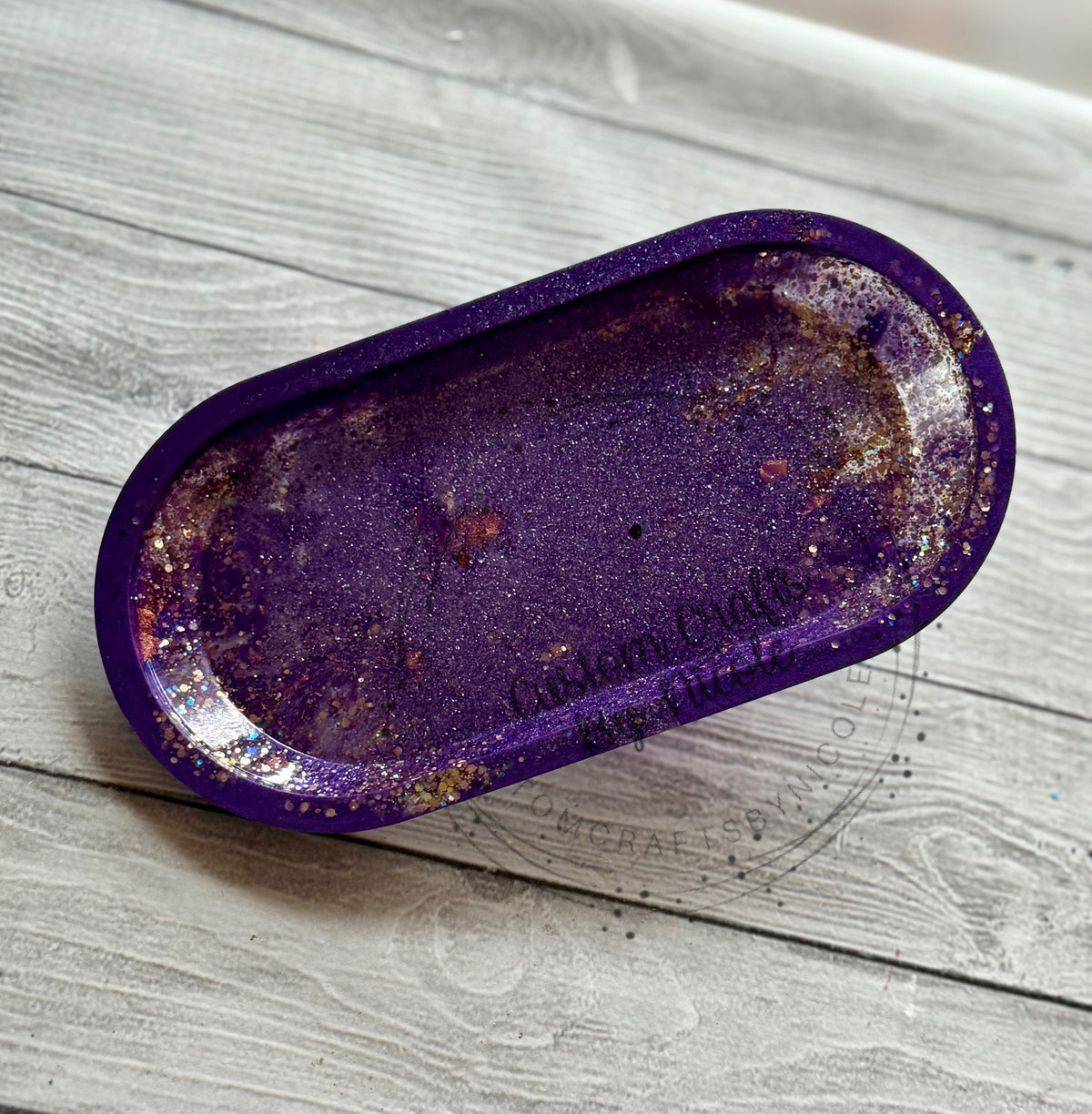 Purple and gold trinket tray