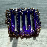 Purple and gold geode coaster set