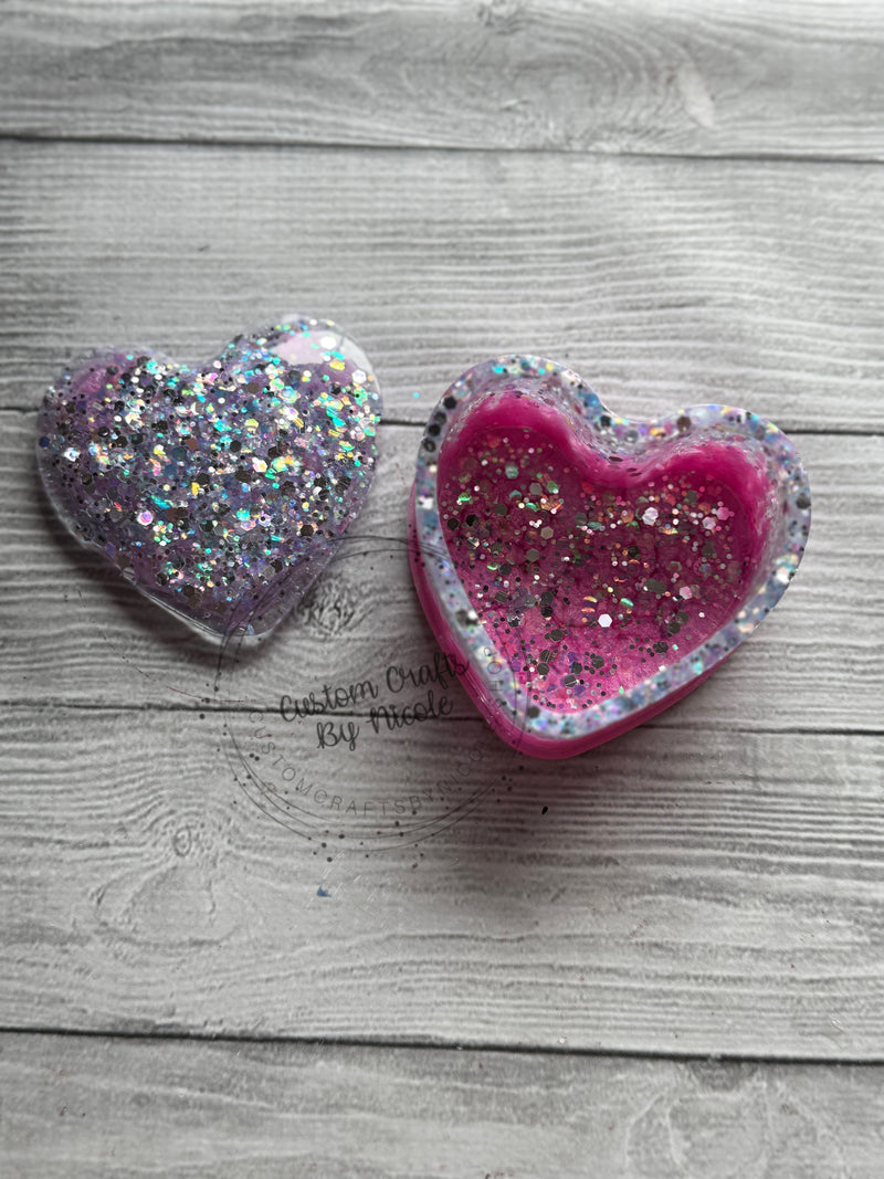 Pink angel dust heart jar with lid