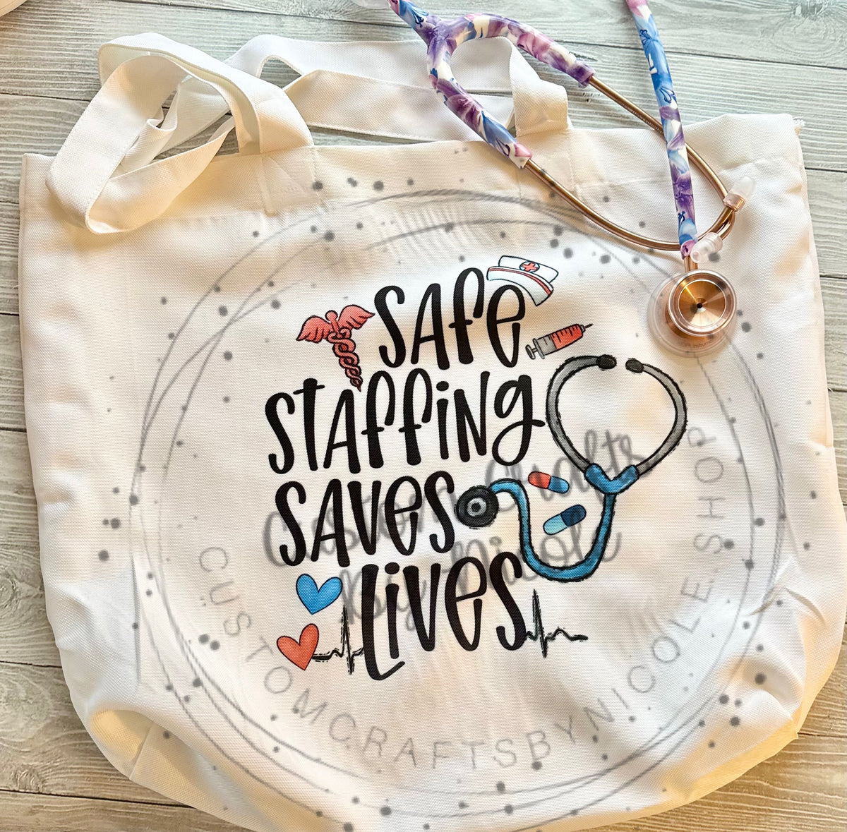 Safe staffing tote bag