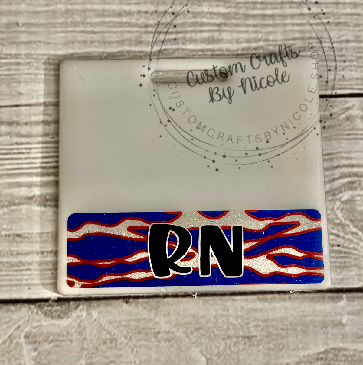 Customized Red, White, Blue Zebra pattern rectangle Badge Buddy