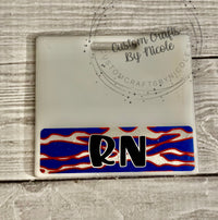 Customized Red, White, Blue Zebra pattern rectangle Badge Buddy