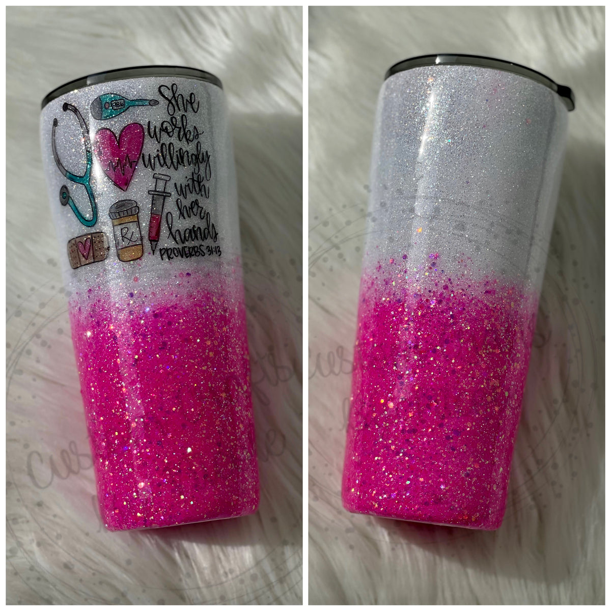 22oz Slim tumbler “She works willingly with her hands”